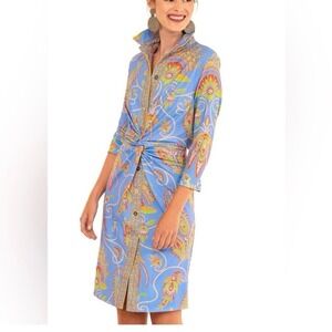 Gretchen Scott Twist and Shout Blue Plume Stretch Sheath Dress Size SMALL